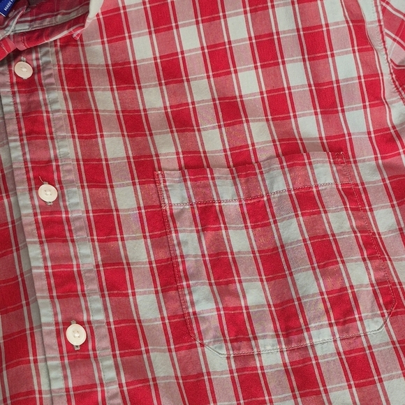 Pendleton Men's Short Sleeve 100% Cotton Red/Gray Button Down Shirt - Size XXL - Picture 4 of 6